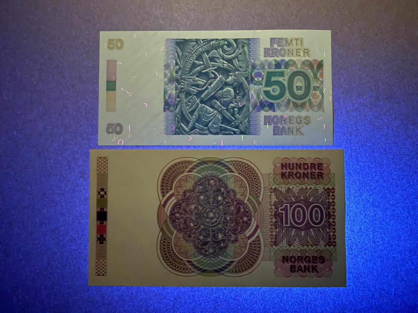 《艾美收藏》第234期-3.1周日外币精华场 挪威50、100克朗2张 UNC 1984年