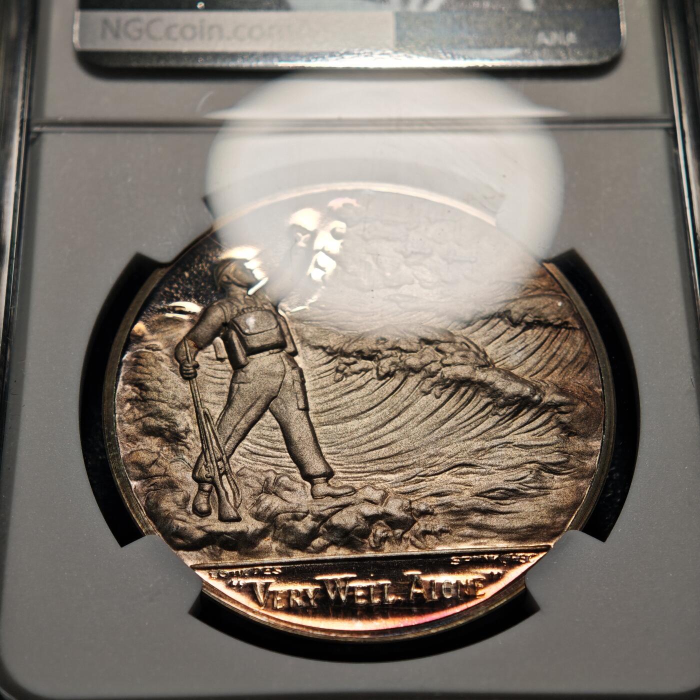 【德藏】世界币章拍卖第166期（拍品征集中~欢迎藏友联系） 1965年 英国原首相温斯顿·丘吉尔逝世28克纪念银章 NGC MS65 深彩包浆 状态极好