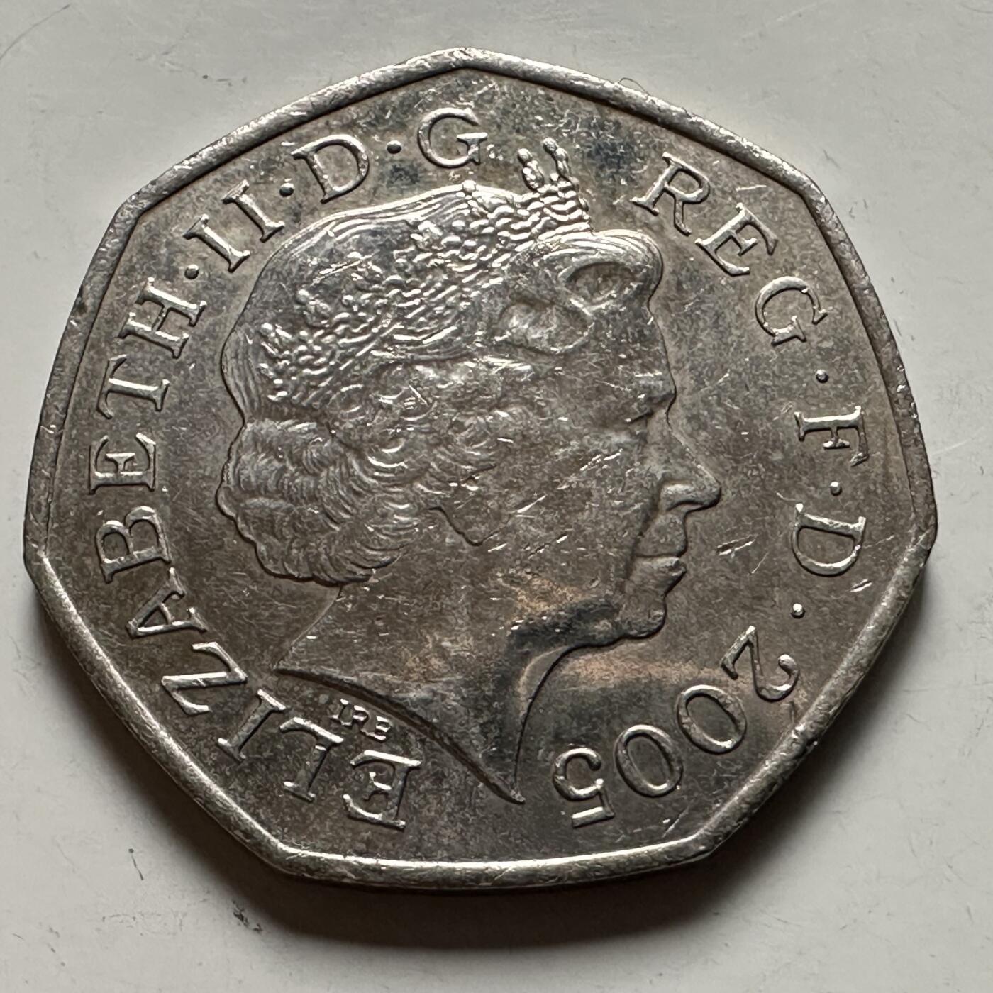 🌹外币初藏🌹🐯2026年第22场  每周二四六晚8️⃣点 接代拍 英国2005年约翰逊词典250周年50便士纪念币 b