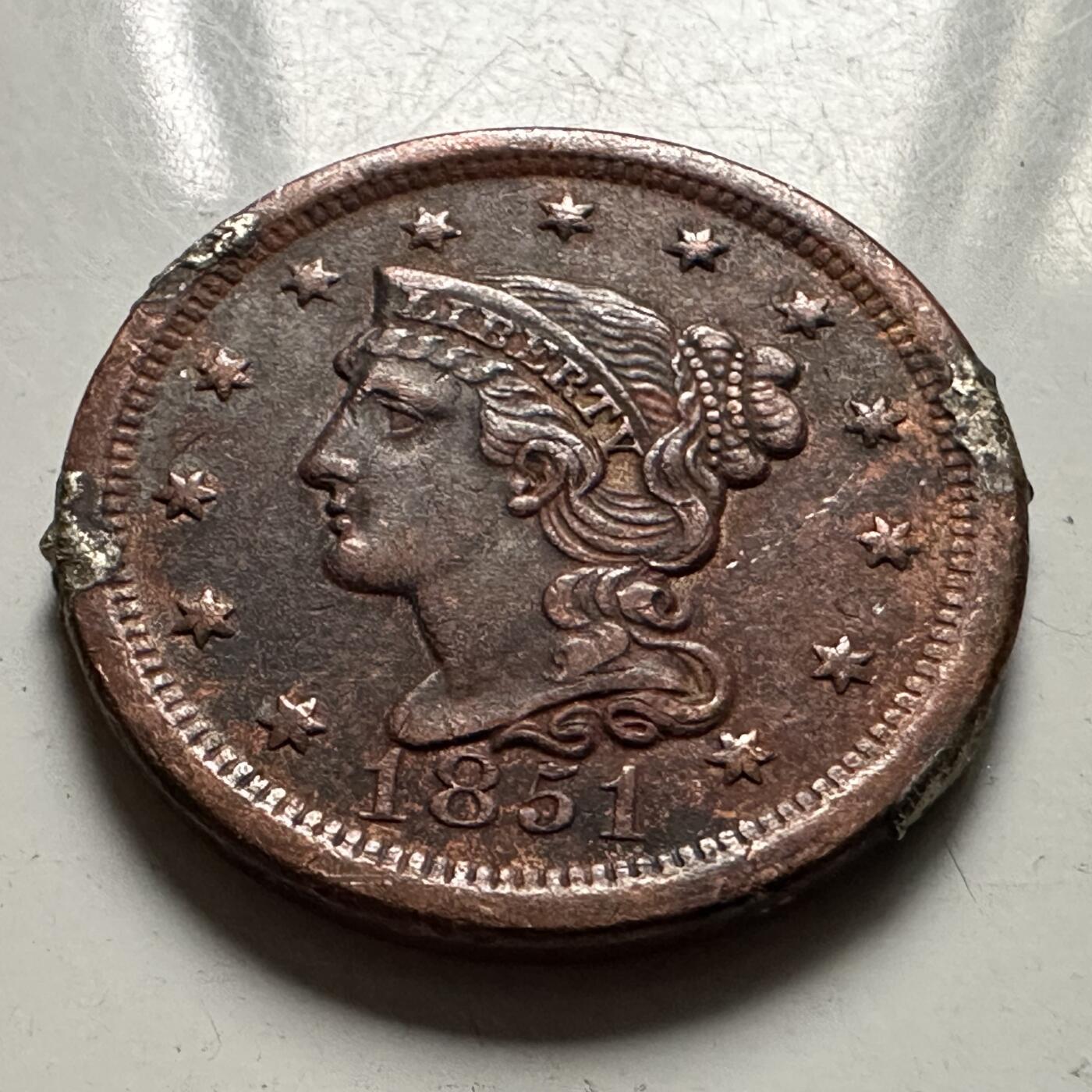 🌹外币初藏🌹🐯2026年第22场  每周二四六晚8️⃣点 接代拍 美国1851年自由女神一美分 好品相 不做饰品这品相肯定保存不到现在