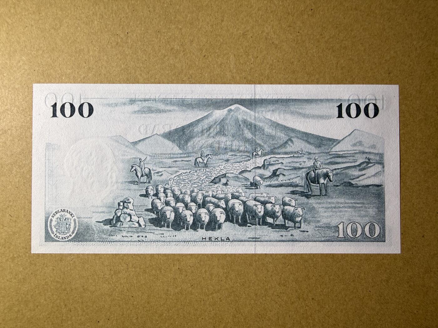 《艾美收藏》第234期-3.1周日外币精华场 冰岛100克朗 UNC 1961年 冰岛银行家根拿松 无47尾8