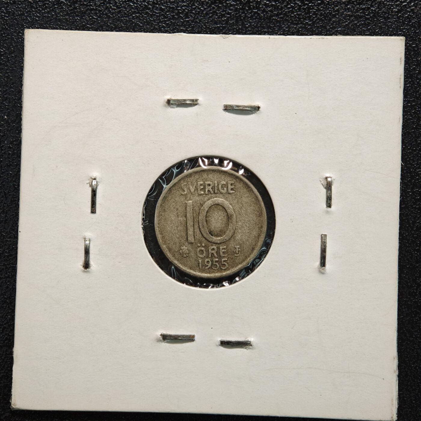 【德藏】世界币章拍卖第166期（拍品征集中~欢迎藏友联系） 老藏家集藏系列之- 4枚一组 1952年 瑞典50欧尔银币 及 1955年 瑞典10偶尔银币 及 1952年 瑞典25欧尔银币 及 1907年 瑞典800银1克朗银币 入册20余年·附有当年购入价