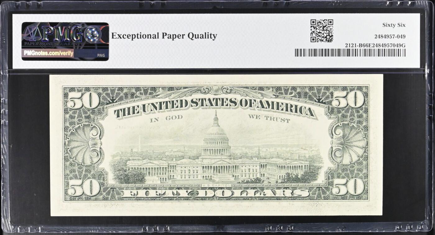 《艾美收藏》第234期-3.1周日外币精华场 美国50美元 PMG66E 1981年 亚军分 更高分仅1张