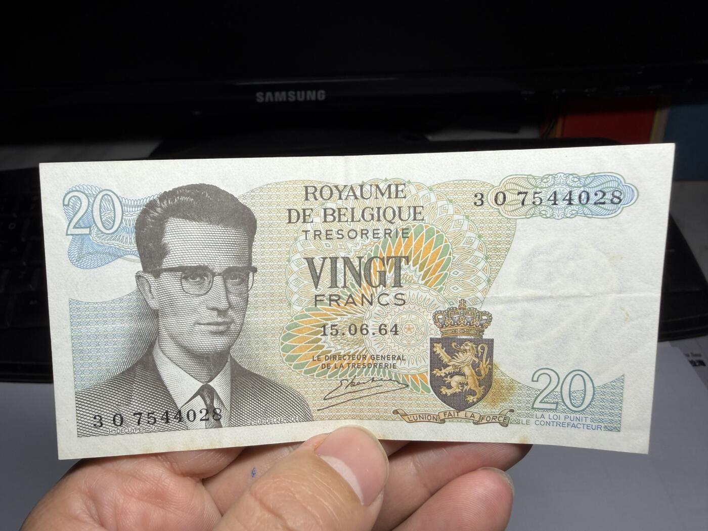 2026年集古藏今外币拍卖第二期-第10场—（总第310拍-纸币专场），本期拍完结算一次，发货时间2-3天，休息几天后继续新的一期拍卖。 1964年比利时20法郎