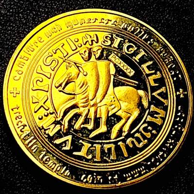 泉币菌-第201场- 新年快乐 新年第9场 本场拍品多 请提前出价（正月十五统一发货） - 纪念章 马剑骑士纪念品 金色 40×3mm