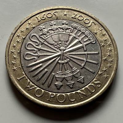 🌹外币初藏🌹🐯2026年第22场  每周二四六晚8️⃣点 接代拍 - 英国2005年《火药阴谋》400周年2英镑双色纪念币