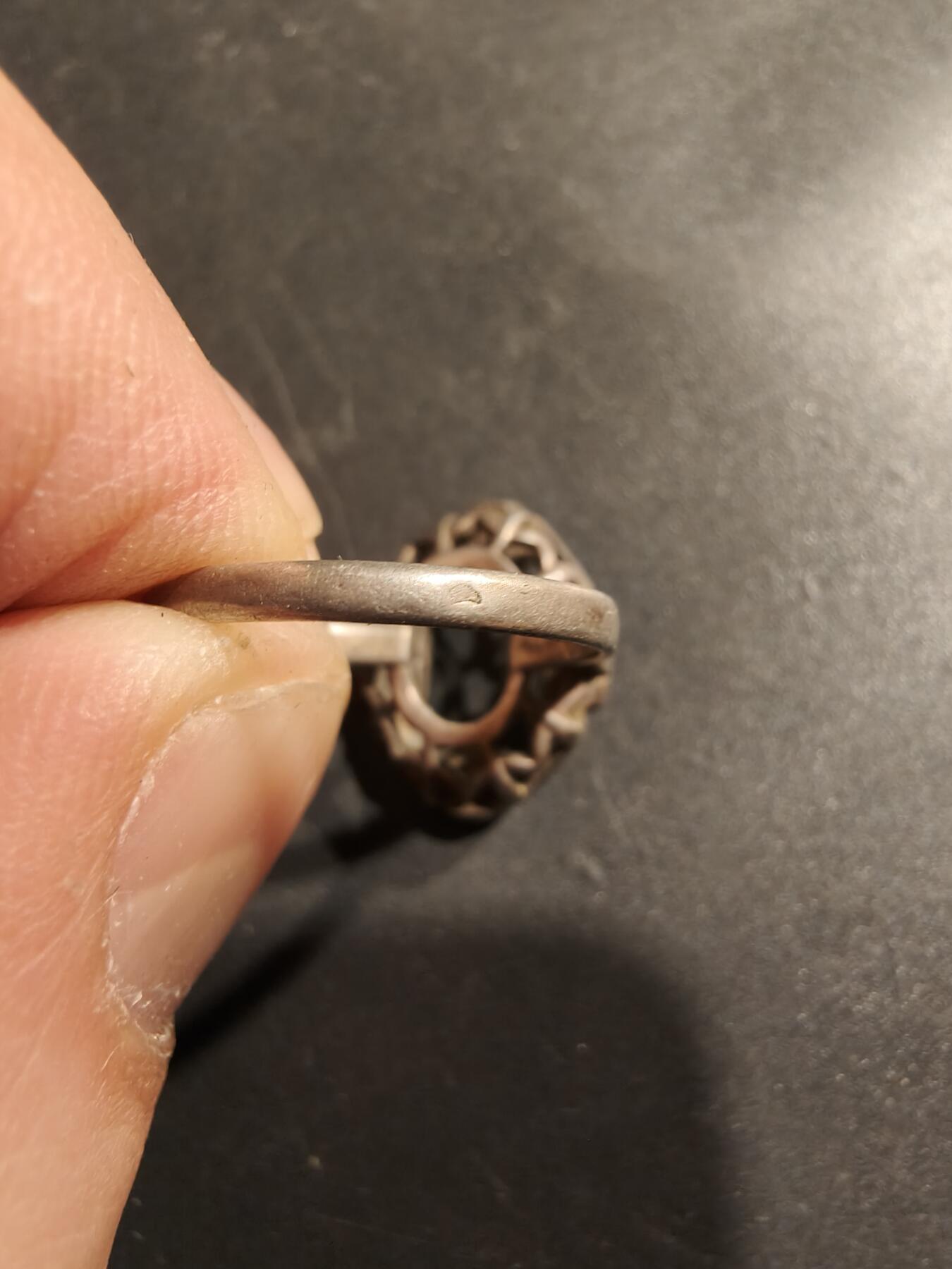 老王徽章第185期 法国银戒指壳   镶钻   野猪头银标    3g