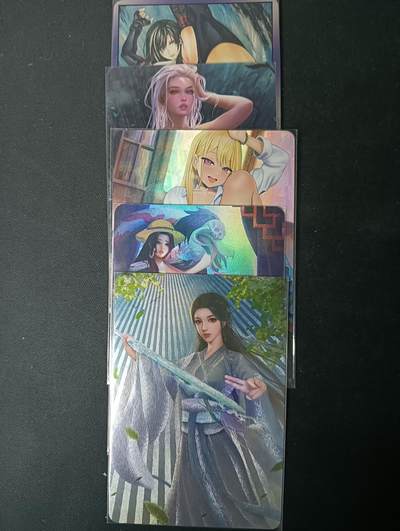 花开卡拍第61期（3月7号周六截拍，品控勿拍!!!拍品不寄存，运费5元（新疆需补运费差价或顺丰到付），自制卡难免瑕疵，可能存在轻微撞角爆边等出厂瑕疵，品控介意勿拍！） - 美少女03 散卡，有一张艺术卡 5张 彩闪+粗闪