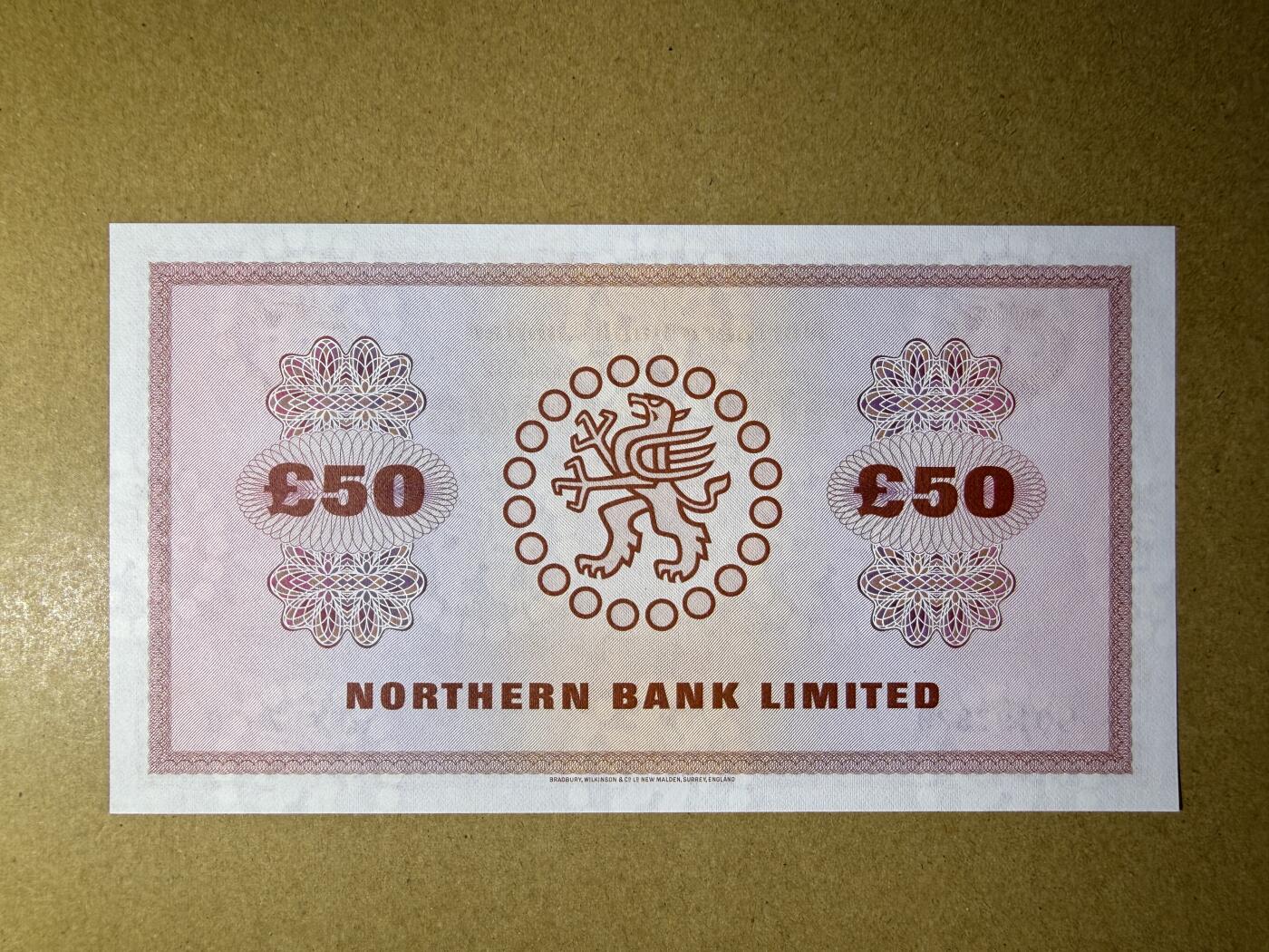 《艾美收藏》第234期-3.1周日外币精华场 北爱尔兰50镑 UNC 1981年 北方银行 橙色稀少版本 无4