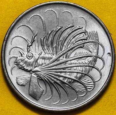 文馨钱币收藏第 295 场，（元宵场）各种银币散币纪念章，长期接代拍业务 - 原光品相  1980 年新加坡狮子鱼 50 份