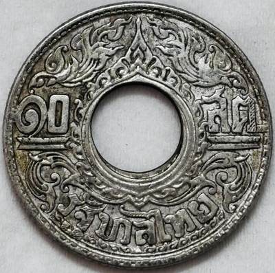 文馨钱币收藏第 295 场，（元宵场）各种银币散币纪念章，长期接代拍业务 - 1941年泰国10萨当中孔寺庙银币2.55克拉玛八世带底光