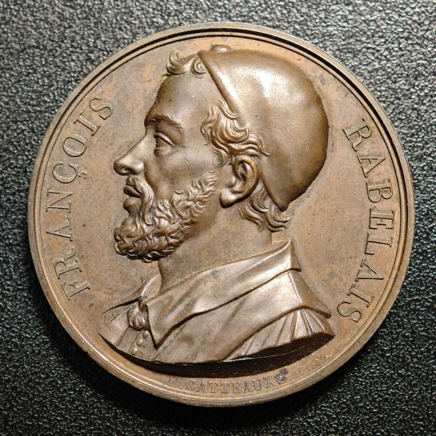【德藏】世界币章拍卖第166期（拍品征集中~欢迎藏友联系） 1818年 法国文艺复兴时期作家弗朗索瓦·拉伯雷高浮雕纪念铜章 直径约：40.7mm；重约：38.1g