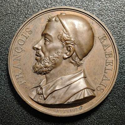 【德藏】世界币章拍卖第166期（拍品征集中~欢迎藏友联系） - 1818年 法国文艺复兴时期作家弗朗索瓦·拉伯雷高浮雕纪念铜章 直径约：40.7mm；重约：38.1g