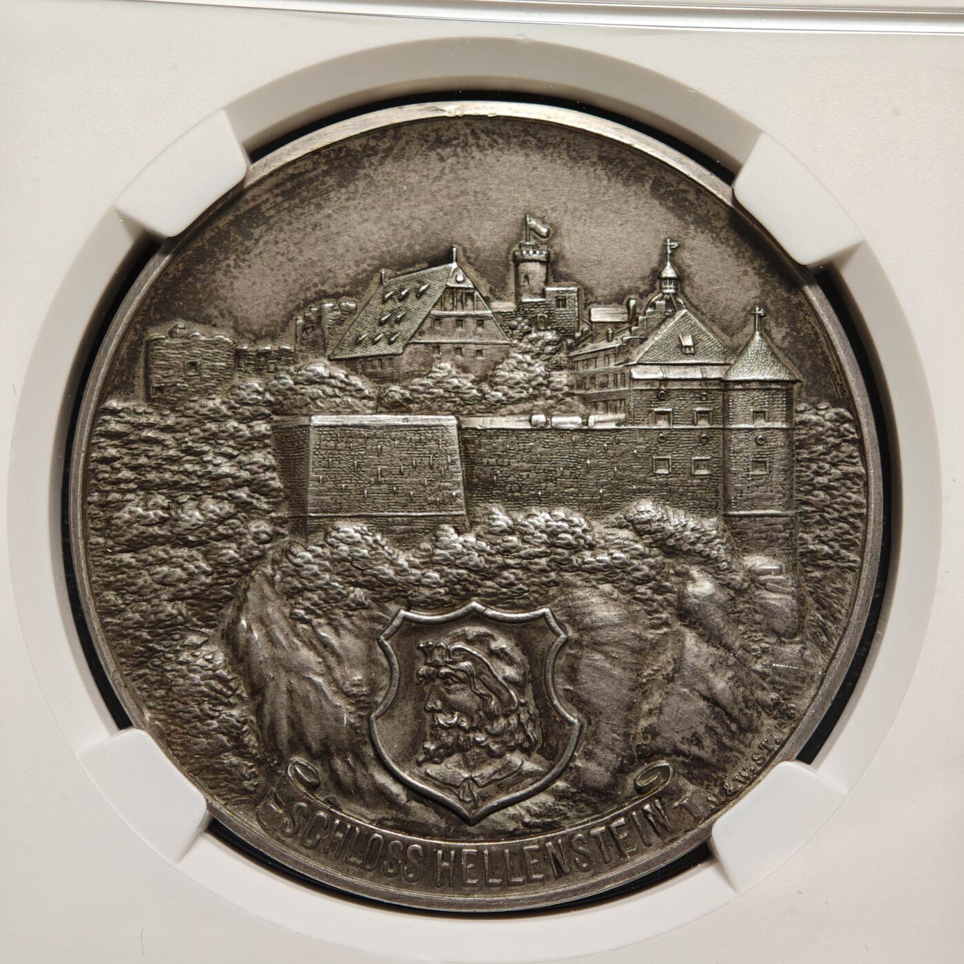 【德藏】世界币章拍卖第166期（拍品征集中~欢迎藏友联系） 1914年 德国符腾堡射击节城市景观纪念银章 NGC UNC 少见品种