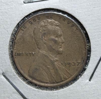 外国优质老铜币银币，正月十二晚九点倒数截拍，满百包邮可寄存，持续收拍 - 美国1937年林肯1美分铜币，正面为林肯头像，背面是麦穗环绕的 “ONE CENT”。发行于大萧条末期与罗斯福新政时期，是美国经济复苏、强化国家象征的流通辅币，见证了美国走出经济危机的历史转折。