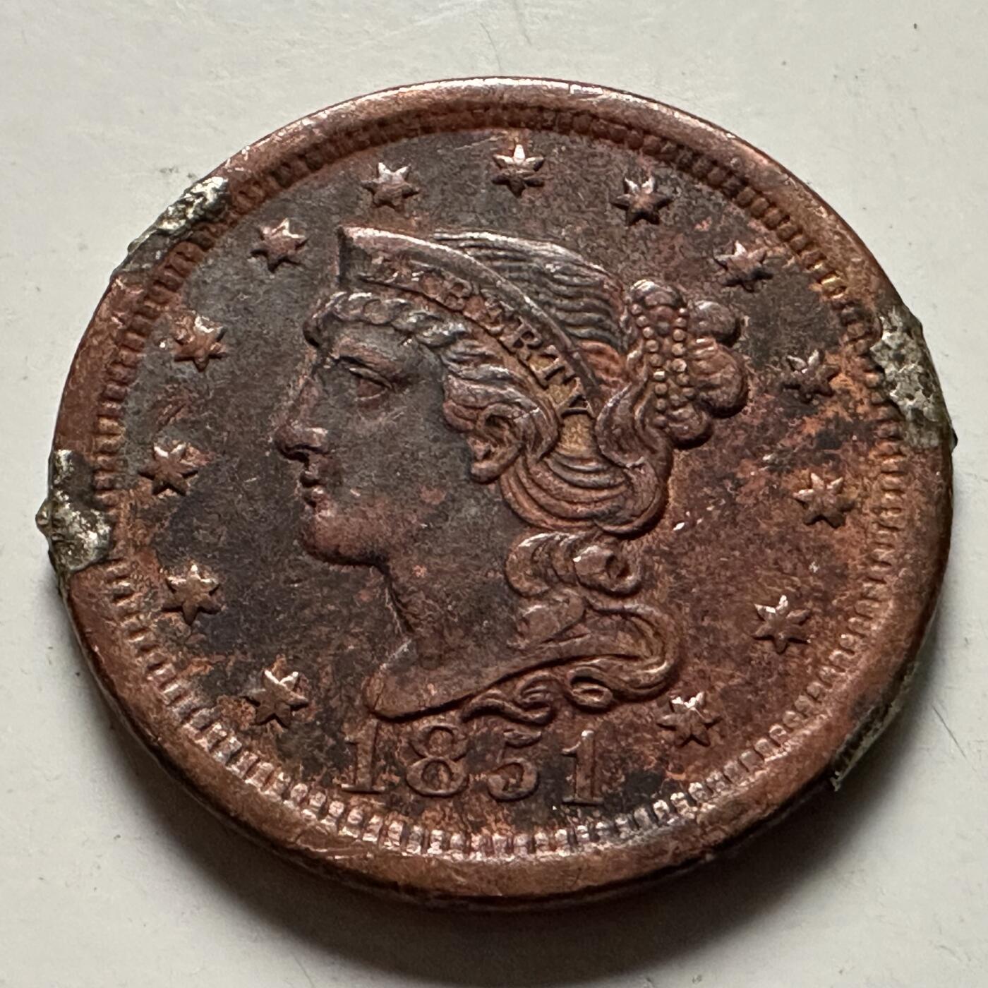 🌹外币初藏🌹🐯2026年第22场  每周二四六晚8️⃣点 接代拍 美国1851年自由女神一美分 好品相 不做饰品这品相肯定保存不到现在