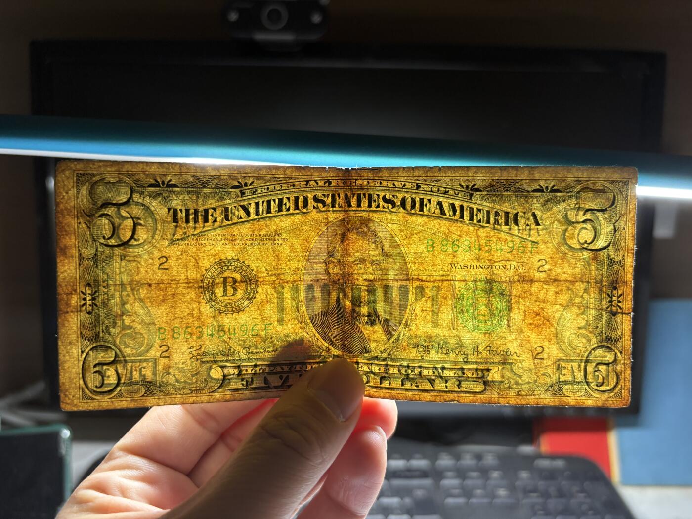 2026年集古藏今外币拍卖第二期-第10场—（总第310拍-纸币专场），本期拍完结算一次，发货时间2-3天，休息几天后继续新的一期拍卖。 1950年美国5美元