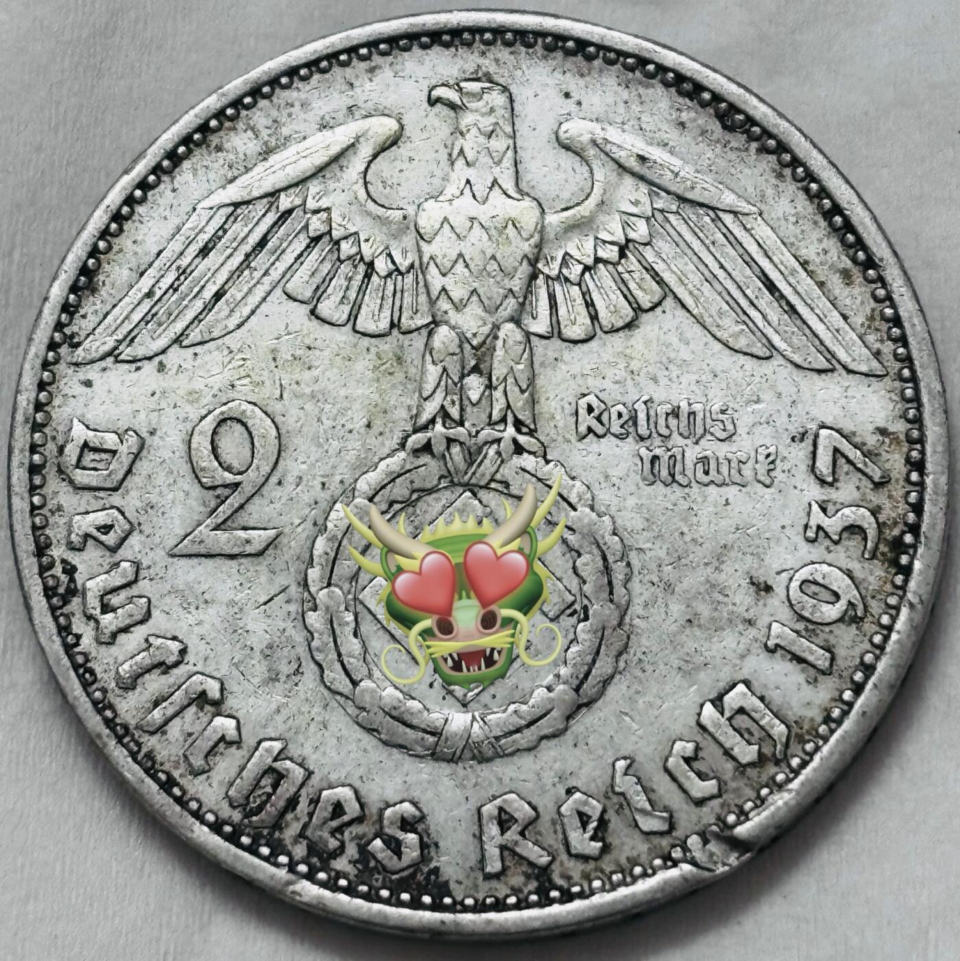 文馨钱币收藏第 295 场，（元宵场）各种银币散币纪念章，长期接代拍业务 1937 年德国兴登堡 2 马克银币 A 版，8 克 625 银