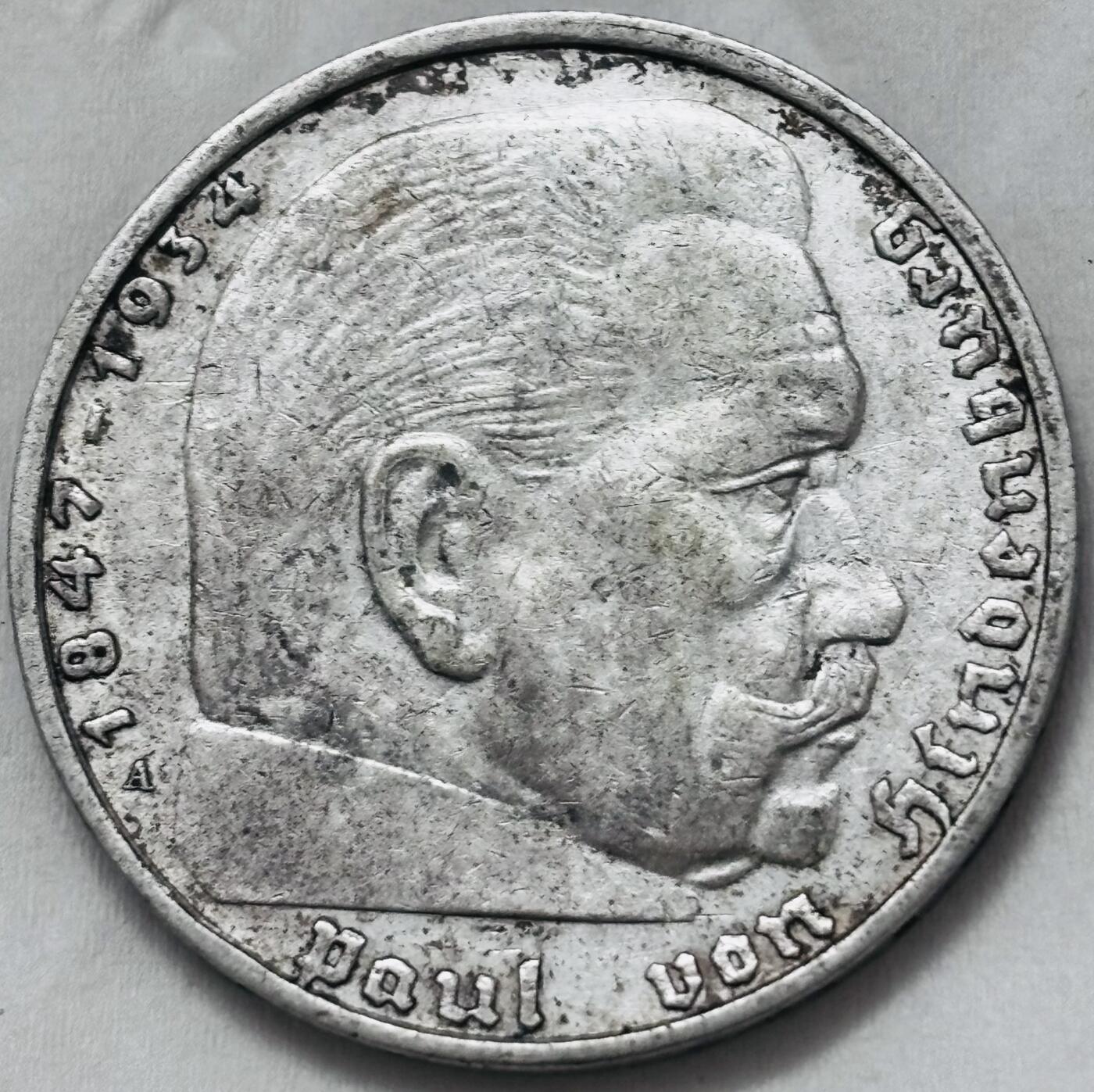 文馨钱币收藏第 295 场，（元宵场）各种银币散币纪念章，长期接代拍业务 1937 年德国兴登堡 2 马克银币 A 版，8 克 625 银