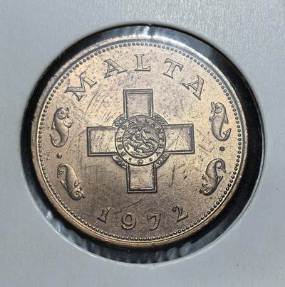 外国优质老铜币银币，正月十二晚九点倒数截拍，满百包邮可寄存，持续收拍 - 马耳他1972年1分，正面为马耳他十字与圣乔治骑士团徽章，背面是面值与橄榄枝。此币发行于马耳他独立初期（1964 年独立后），属于战后重建货币体系的重要币种，见证了马耳他从英属殖民地走向主权国家的货币演变历程。