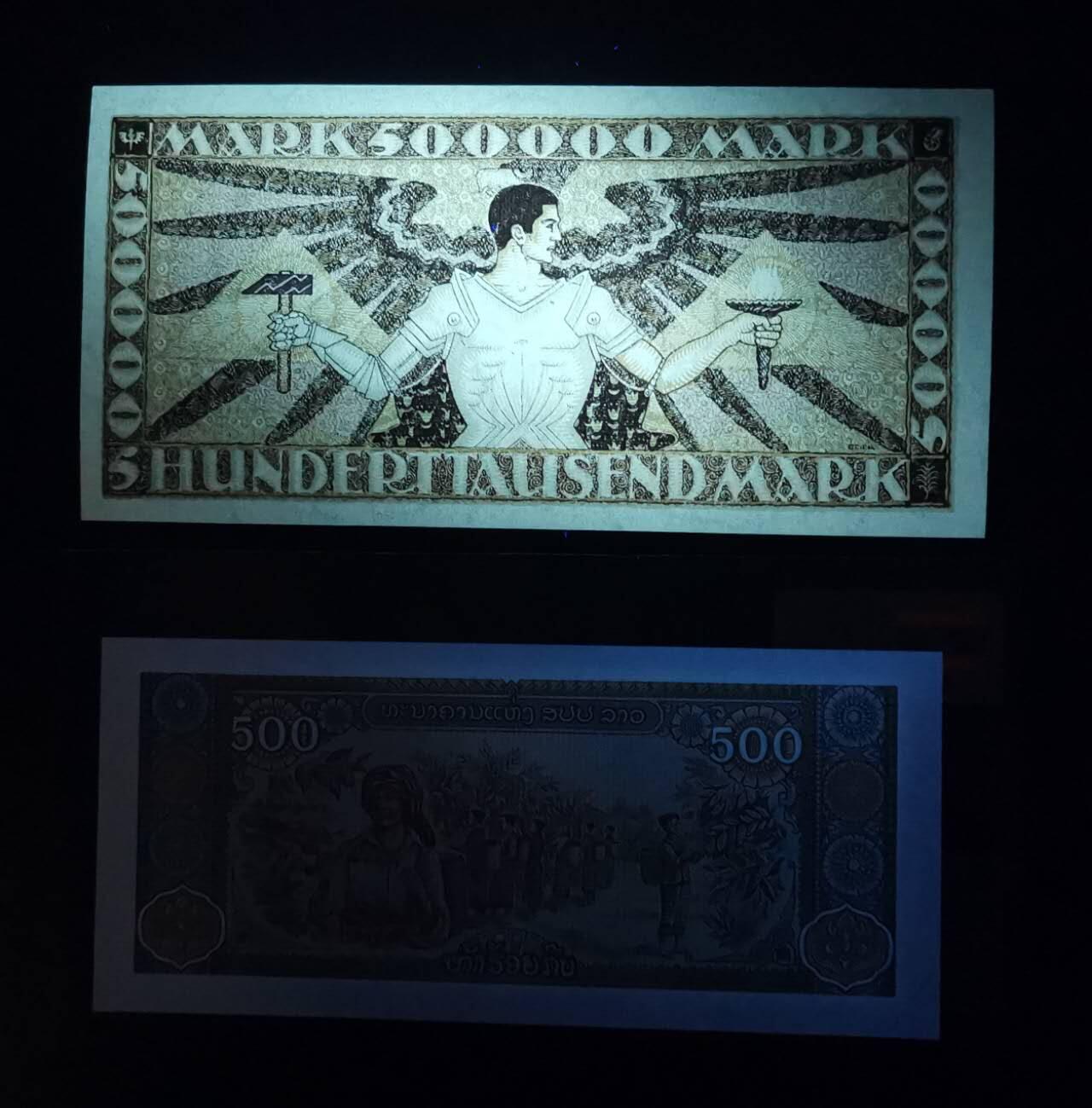 《艾美收藏》第234期-3.1周日外币精华场 德国曼海姆巴登银行1923年500000马克UNC倒置号 地方性银行