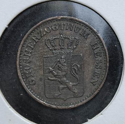 外国优质老铜币银币，正月十二晚九点倒数截拍，满百包邮可寄存，持续收拍 - 黑森大公国1869 年1芬尼铜币，正面为黑森纹章，背面标注面值与年份。发行于德意志统一前夕，是黑森作为独立邦国发行的辅币，见证了德意志邦联走向统一的历史进程。