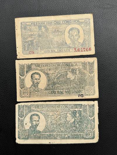 桂P钱币文化工作室拍卖第四十七期 - 越南民主共和国早期草纸票三张