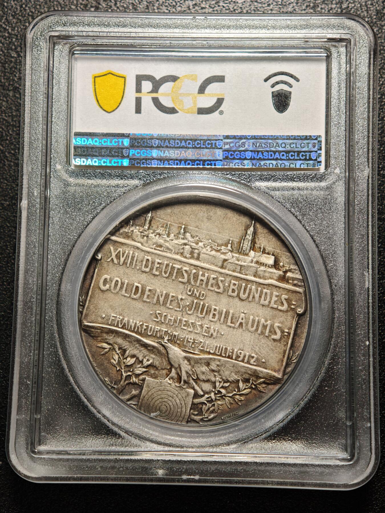 【德藏】世界币章拍卖第166期（拍品征集中~欢迎藏友联系） 1912年 德国法兰克福射击节城市景观纪念银章 PCGS SP64