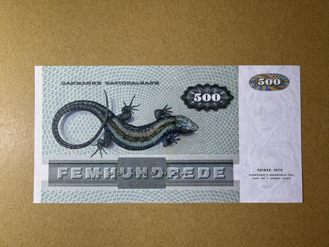 《艾美收藏》第234期-3.1周日外币精华场 丹麦500克朗 UNC 1988年大蜥蜴 无4