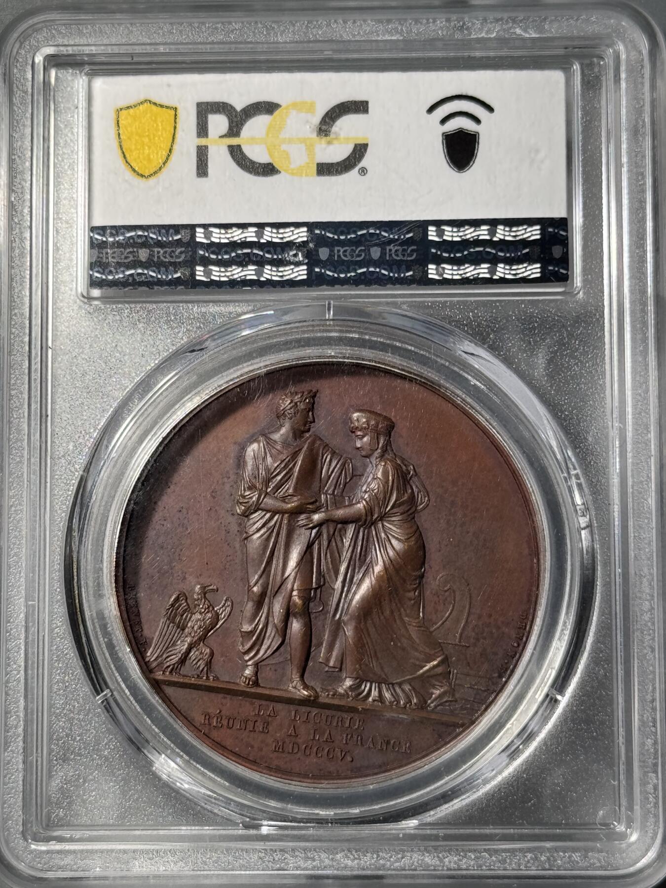 法国1805年拿破仑一世吞并利古里亚原铸铜章 