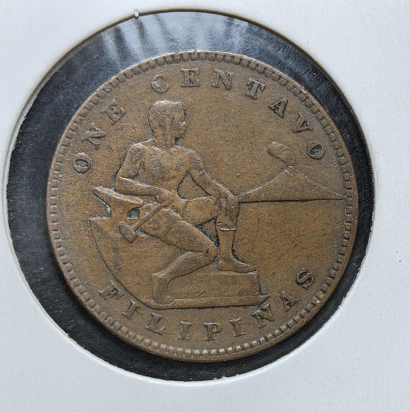 外国优质老铜币银币，正月十二晚九点倒数截拍，满百包邮可寄存，持续收拍 美属菲律宾1936年1分铜币M版，正面为美国国徽样式的鹰盾图案，背面是手持锤子的摩洛人形象。彼时菲律宾为美国未合并领土，该币是美国殖民统治时期的流通辅币，见证了菲律宾特殊的殖民货币史与社会风貌。