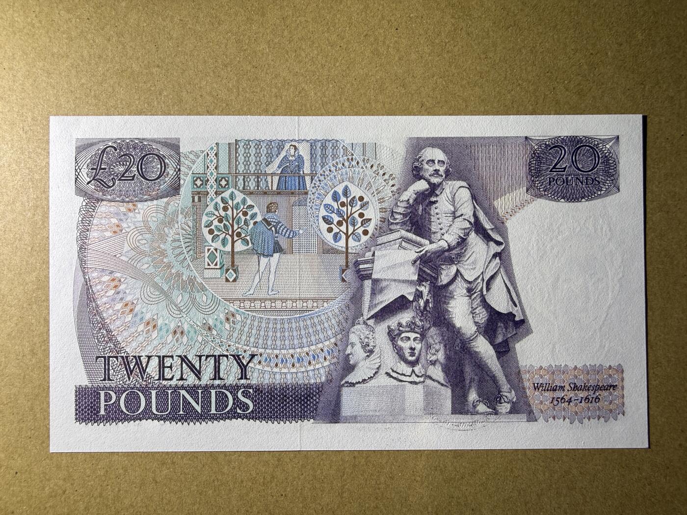 《艾美收藏》第234期-3.1周日外币精华场 英国20镑 UNC D序列 女王水印