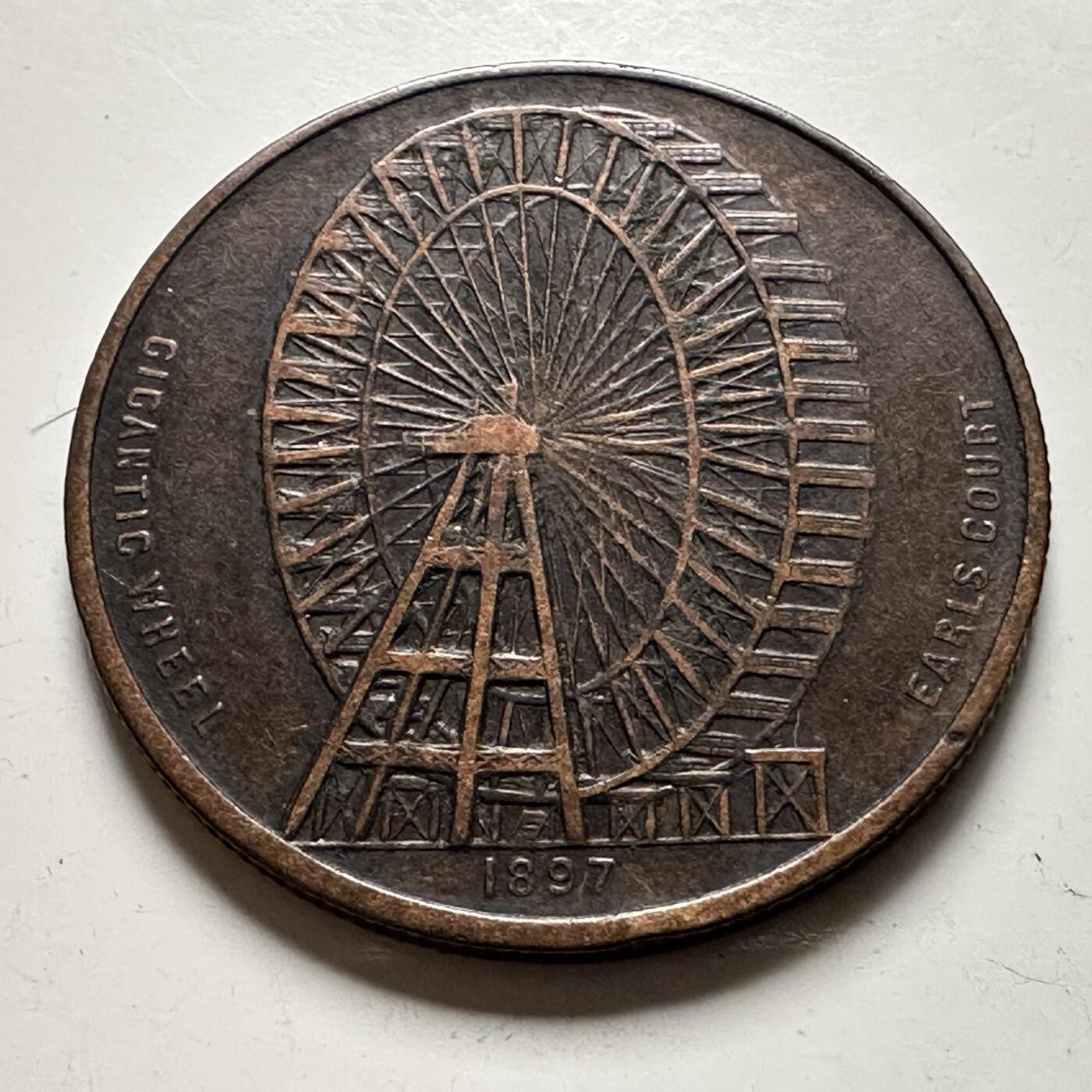 🌹外币初藏🌹🐯2026年第22场  每周二四六晚8️⃣点 接代拍 英国1897年伦敦伯爵宫摩天轮一便士代币 名誉品