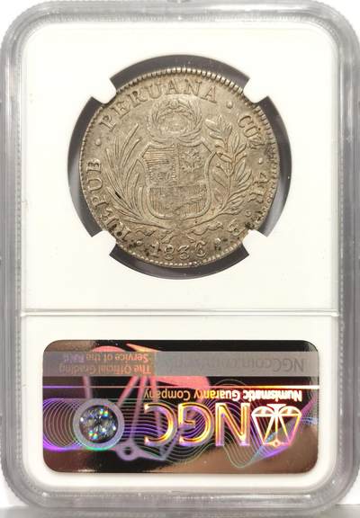 博洋堂世界钱币拍卖第162期（全场包邮） NGC AU 秘鲁1836年CUZCO库斯科站人4R银币，4R远比8R少