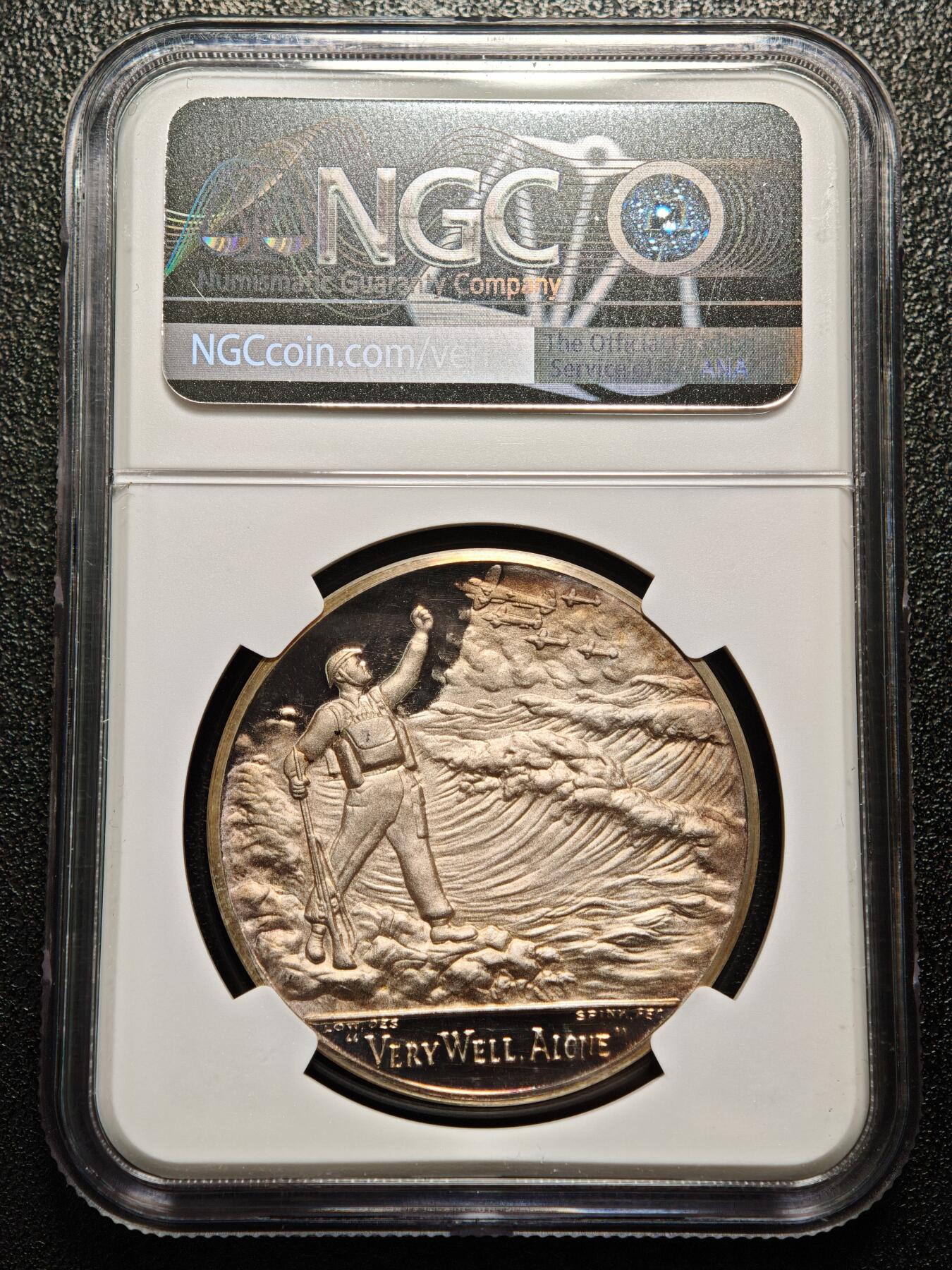 【德藏】世界币章拍卖第166期（拍品征集中~欢迎藏友联系） 1965年 英国原首相温斯顿·丘吉尔逝世28克纪念银章 NGC MS65 深彩包浆 状态极好