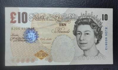 英国 E序再版首发 一签（稀少）10英镑  深色版  （P-389a）非全新好品 - 英国 E序再版首发 一签（稀少）10英镑  深色版  （P-389a）非全新好品
