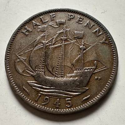 🌹外币初藏🌹🐯2026年第22场  每周二四六晚8️⃣点 接代拍 - 英国1945年1/2便士 半便士