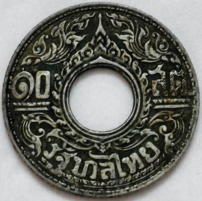文馨钱币收藏第 295 场，（元宵场）各种银币散币纪念章，长期接代拍业务 - 1941年泰国10萨当中孔寺庙银币2.55克拉玛八世带底光