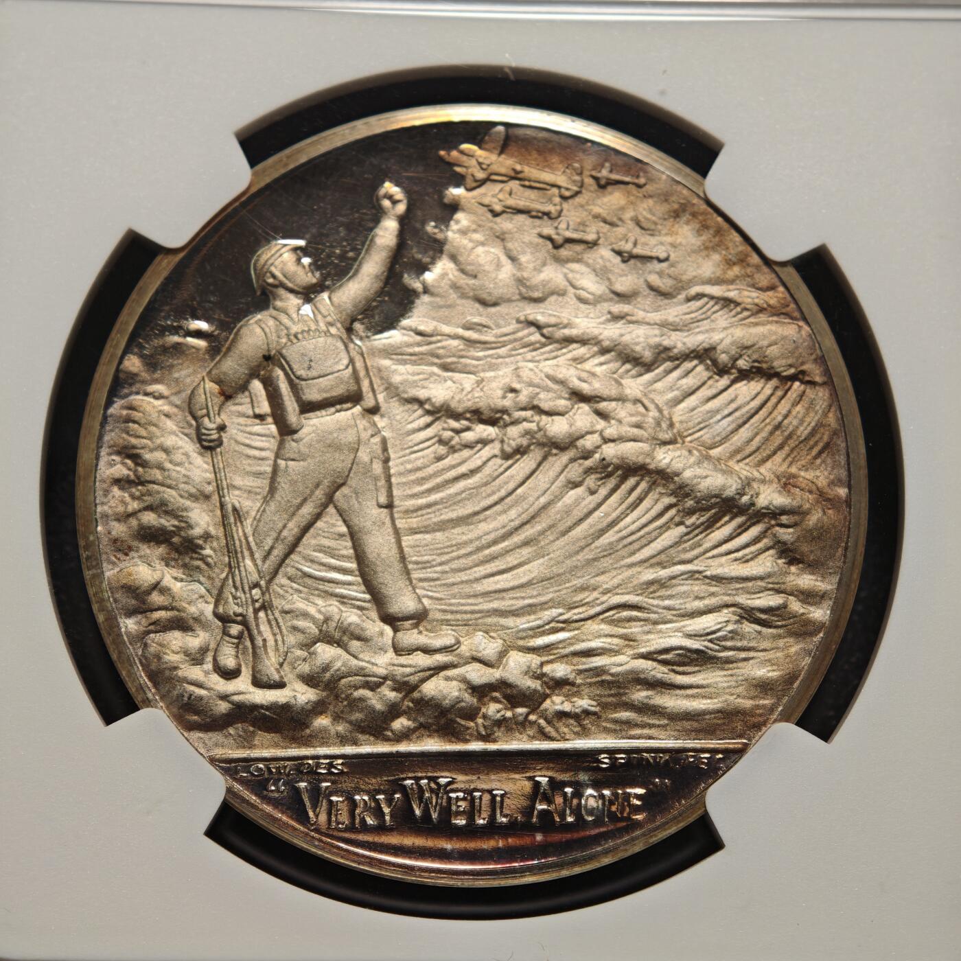 【德藏】世界币章拍卖第166期（拍品征集中~欢迎藏友联系） 1965年 英国原首相温斯顿·丘吉尔逝世28克纪念银章 NGC MS65 深彩包浆 状态极好