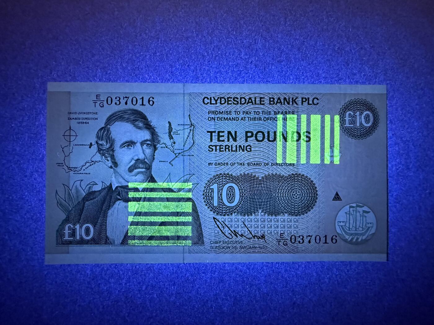 《艾美收藏》第234期-3.1周日外币精华场 苏格兰10镑 UNC 1993年 克莱斯戴尔银行 无4