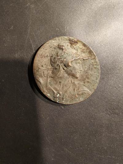 老王徽章第185期 - 法国1901年圣米耶尔地区射击竞赛大铜章 公鸡头玛丽安娜 直径30mm 重量13.4g