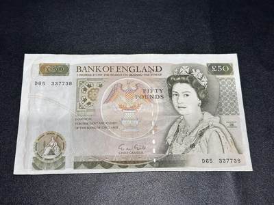 《外钞收藏家》第六百一十三期（ 精品场）（长期征集拍品、欢迎藏友们联系合作） - 英国D序列50镑 非全新 品相如图