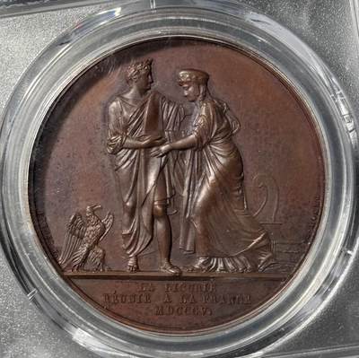 法国1805年拿破仑一世吞并利古里亚原铸铜章  法国1805年拿破仑一世吞并利古里亚原铸铜章 