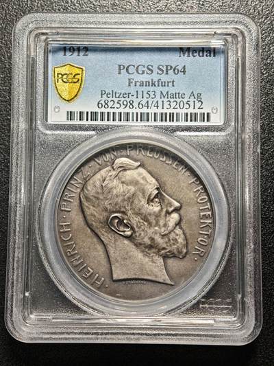 【德藏】世界币章拍卖第166期（拍品征集中~欢迎藏友联系） - 1912年 德国法兰克福射击节城市景观纪念银章 PCGS SP64