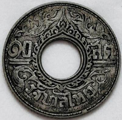 文馨钱币收藏第 295 场，（元宵场）各种银币散币纪念章，长期接代拍业务 - 1941年泰国10萨当中孔寺庙银币2.55克拉玛八世带底光