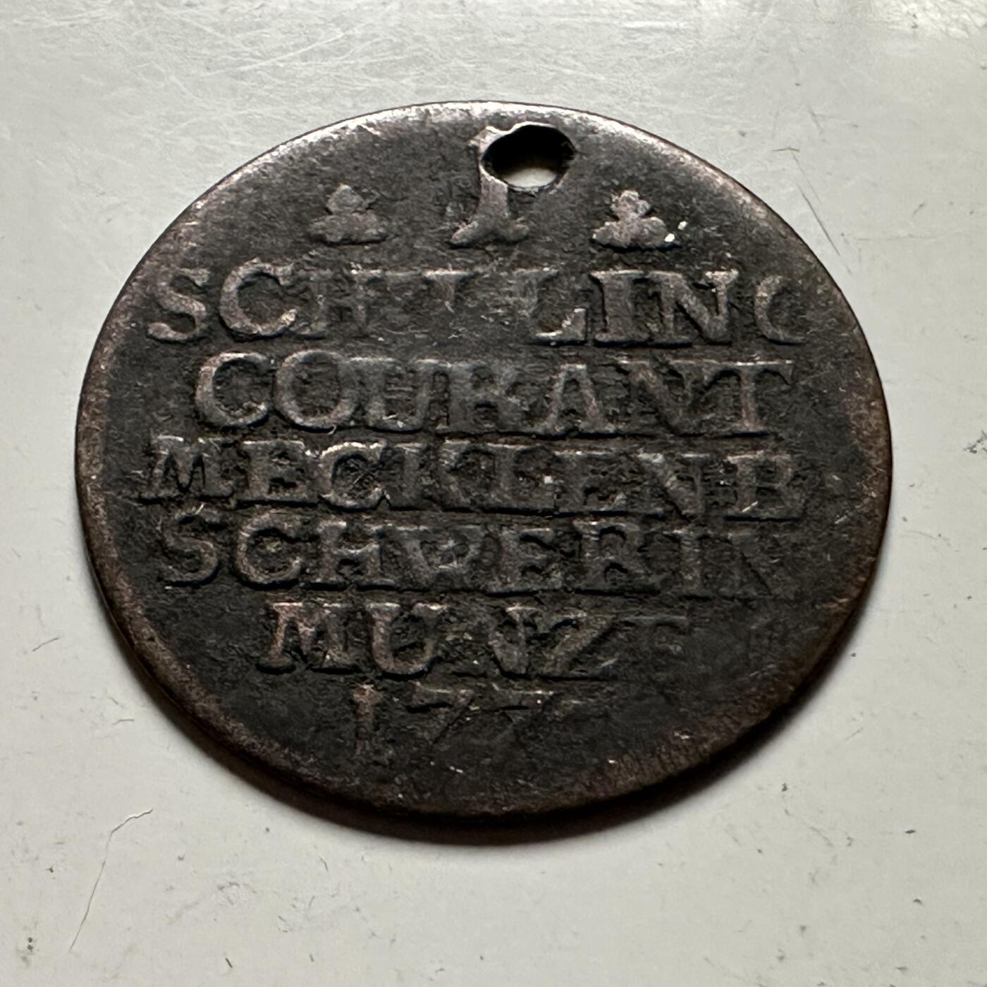 🌹外币初藏🌹🐯2026年第22场  每周二四六晚8️⃣点 接代拍 神圣罗马帝国梅克伦堡-施威林1775年弗里德里希二世1先令低银币，16.8mm