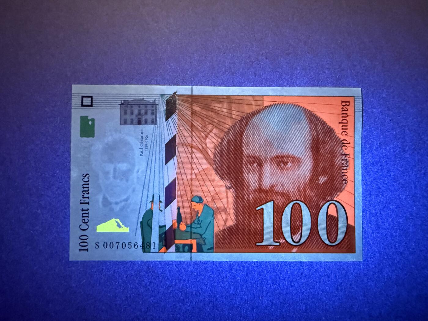 《艾美收藏》第234期-3.1周日外币精华场 法国100法郎 UNC 1997年末版 边缘荧光