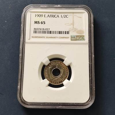 【全场包邮】纯粹捡漏拍507场 - 【收藏级】东非和乌干达保护地1909年爱德华七世1/2分-NGC MS65