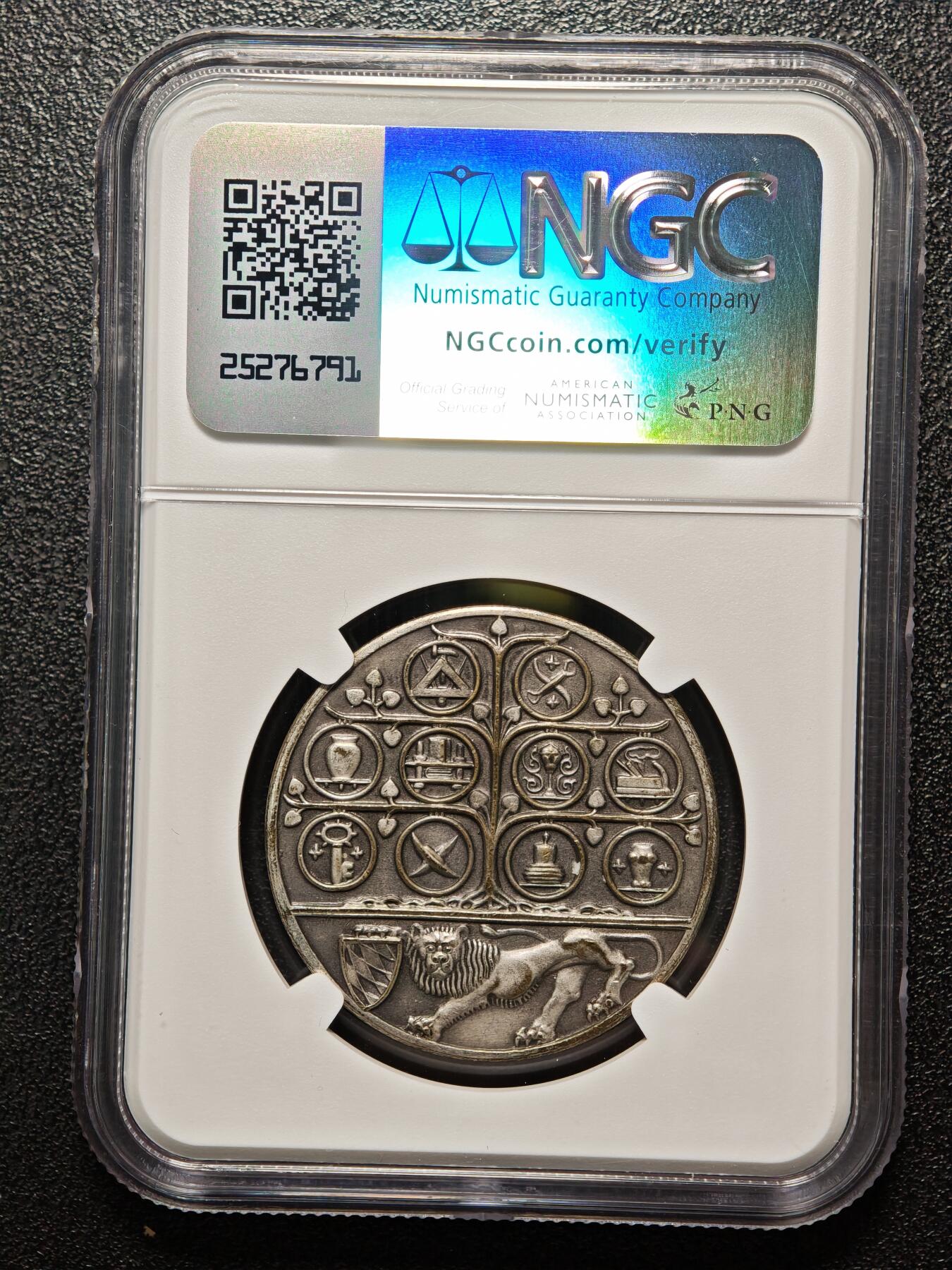 【德藏】世界币章拍卖第166期（拍品征集中~欢迎藏友联系） 1912年 德国慕尼黑贸易展纪念镀银章 NGC MS64 (标签错标)