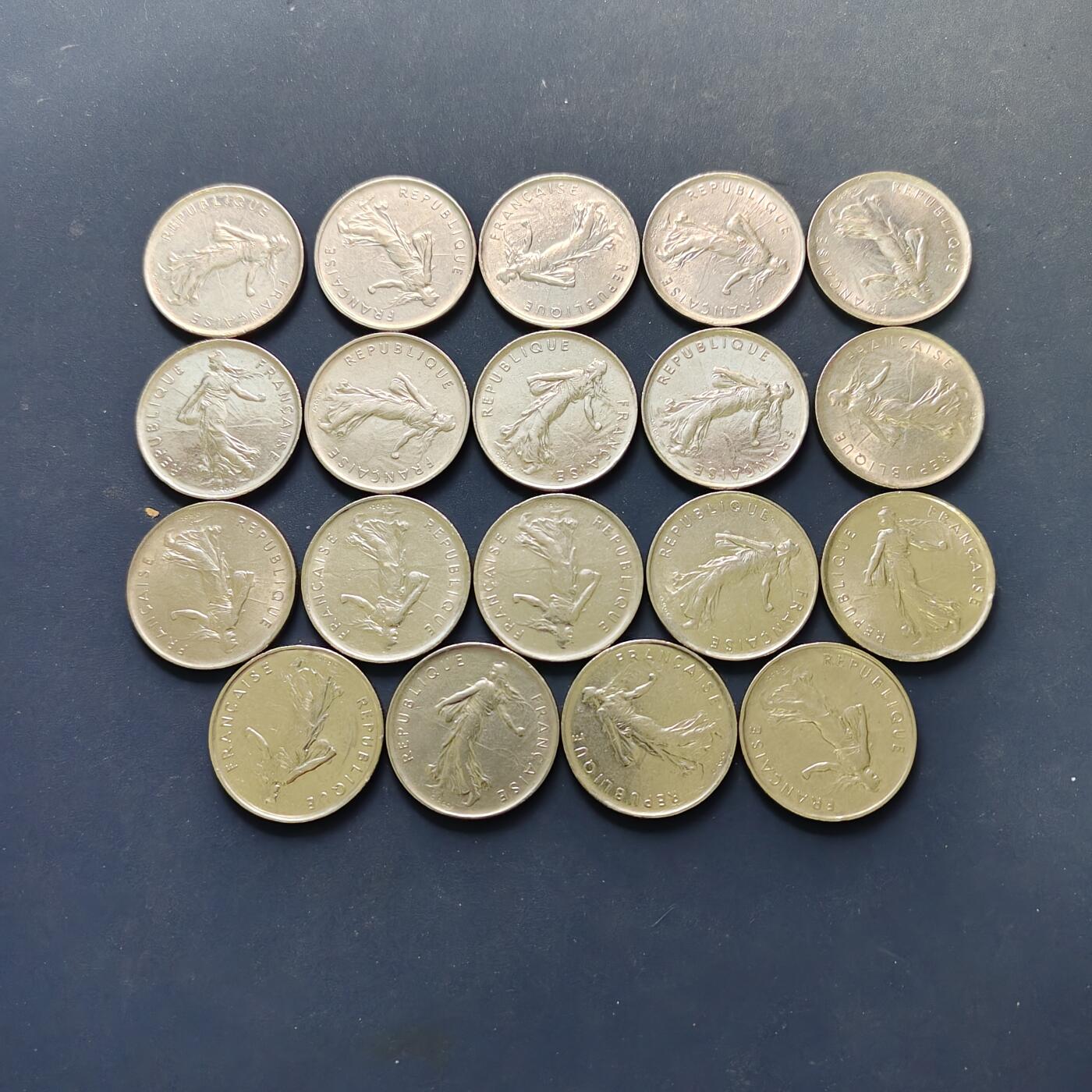【全场包邮】纯粹捡漏拍507场-持续更新中 【批量】法国各年份5法郎19枚一组